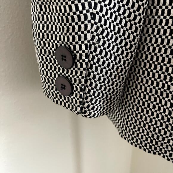 Emanuel Ungaro Ladies Blazer Jacket Sz 8 /42 Black White OpArt Checker Vintage - Picture 6 of 11